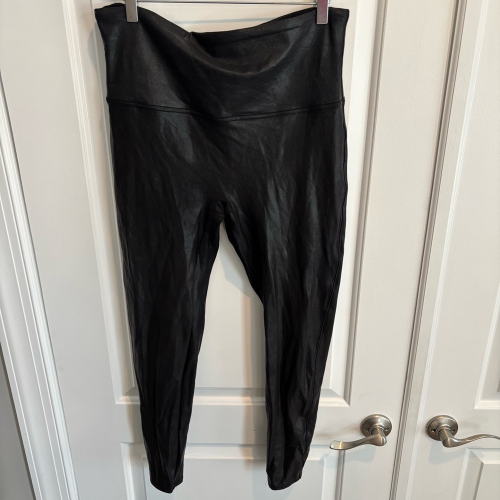 Spanx Faux Leather High Waist Leggings Size 2X Petite